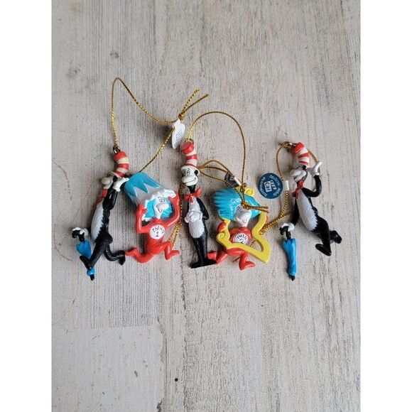 Vintage official movie cat in hat Dr Seuss Thing 1 Thing 2 mini ornament Xmas - Picture 1 of 8